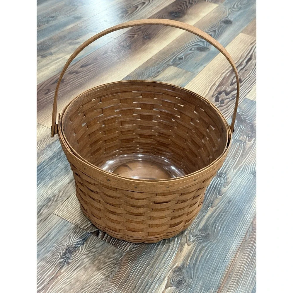1989 Longaberger Basket with Handle &Protector  8 3/4 Tall 13 1/2 Wide